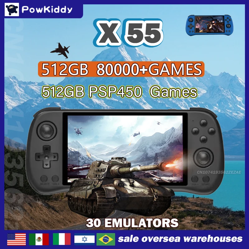 Retro Gaming N64 - 80000Games 512G POWKIDDY X55 5.5INCH IPS